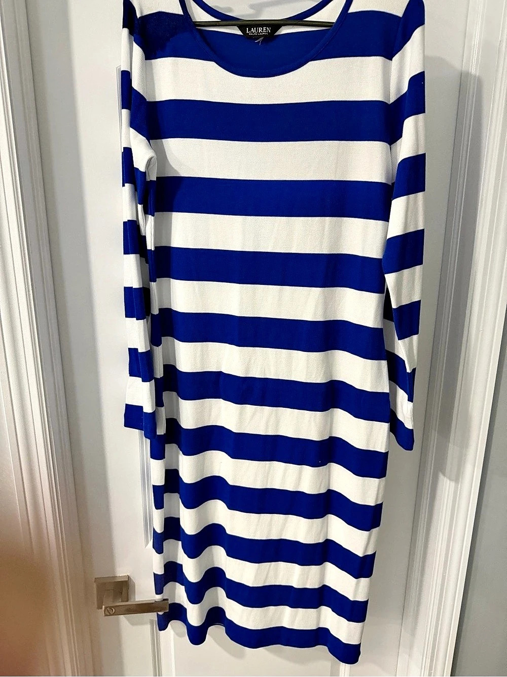 Lauren Ralph Lauren Blue & White Striped Maxi Dress Like New